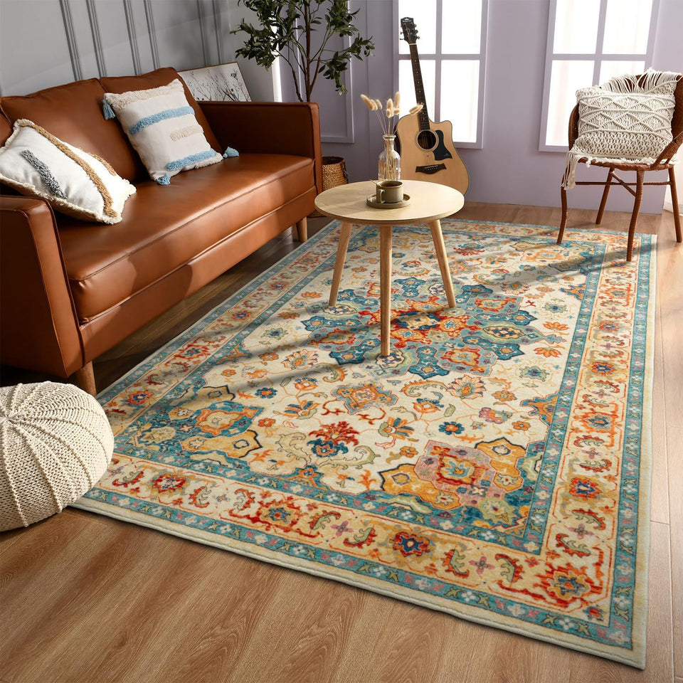 Bohemian Style Cashmere-like Washable Carpet Living Room