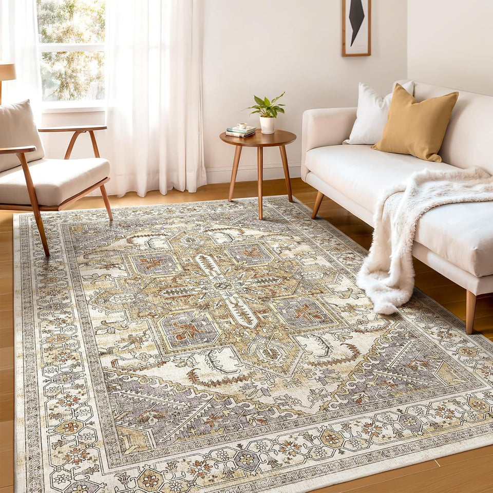 Bohemian Style Cashmere-like Washable Carpet Living Room