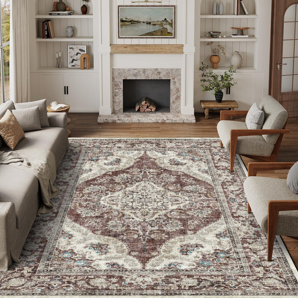 Bohemian Style Cashmere-like Washable Carpet Living Room